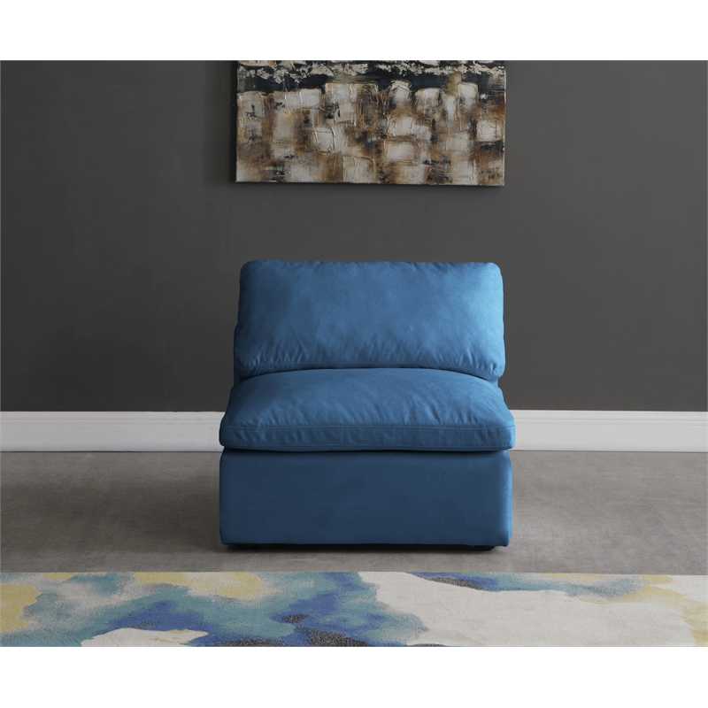 Meridian Furniture Plush Standard Navy Velvet Modular Armless Chair