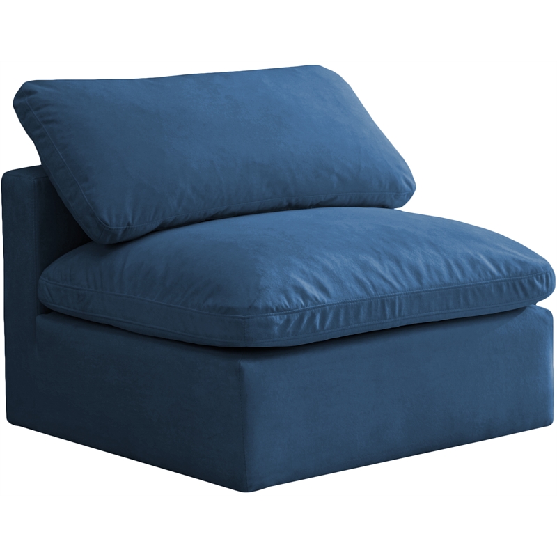 Meridian Furniture Plush Standard Navy Velvet Modular Armless Chair