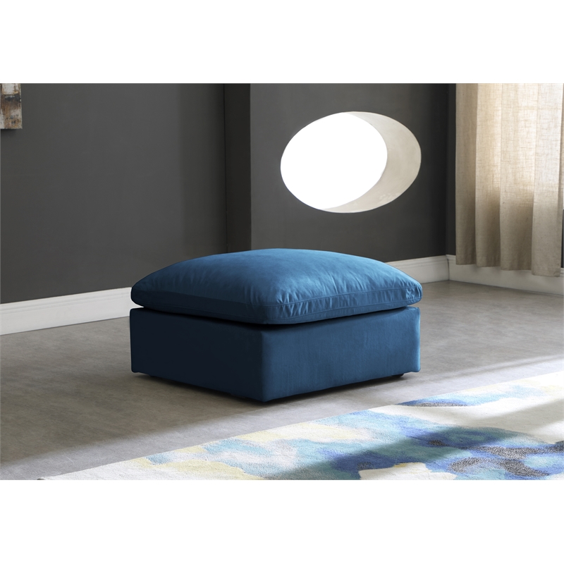 Meridian Furniture Plush Standard Navy Velvet Modular Ottoman