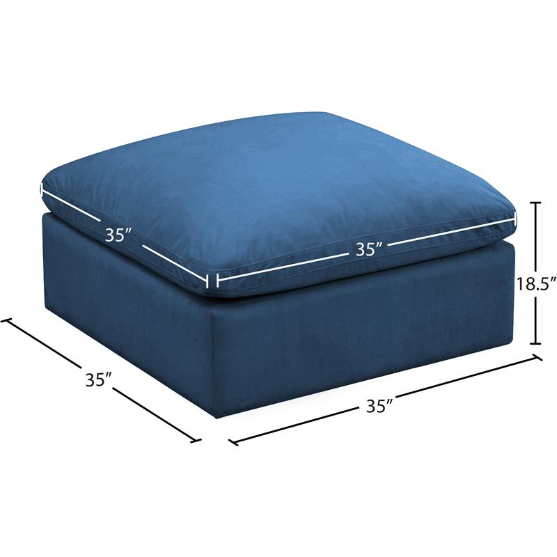 Meridian Furniture Plush Standard Navy Velvet Modular Ottoman