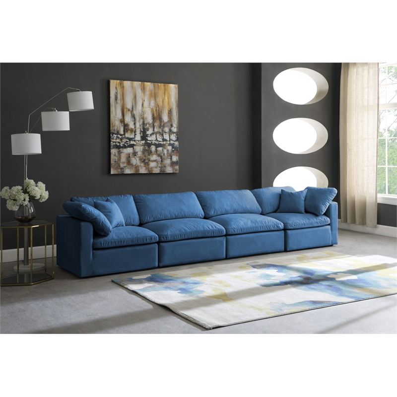 Meridian Furniture Plush Standard Navy Velvet Modular Sofa
