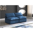 Meridian Furniture Plush Standard Navy Velvet Modular Armless Sofa