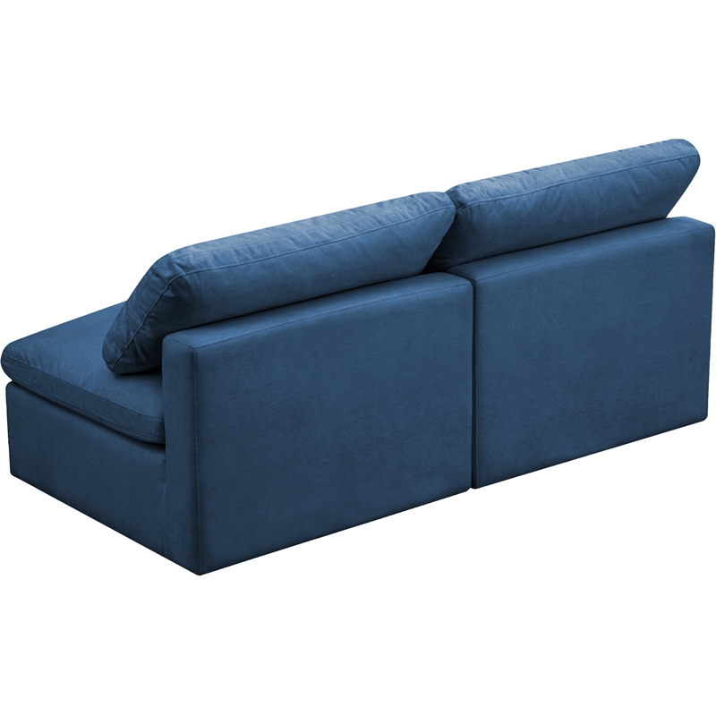 Meridian Furniture Plush Standard Navy Velvet Modular Armless Sofa