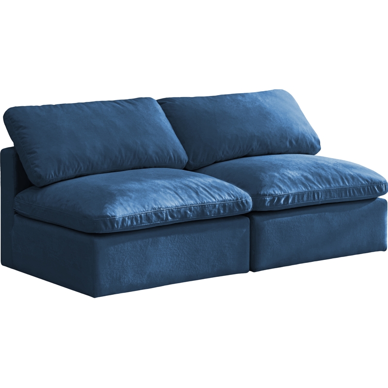 Meridian Furniture Plush Standard Navy Velvet Modular Armless Sofa