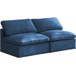 Meridian Furniture Plush Standard Navy Velvet Modular Armless Sofa