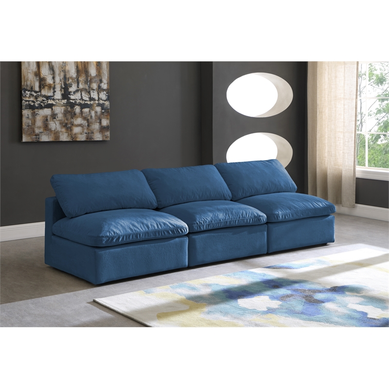 Meridian Furniture Plush Standard Navy Velvet Modular Armless Sofa