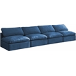 Meridian Furniture Plush Standard Navy Velvet Modular Armless Sofa
