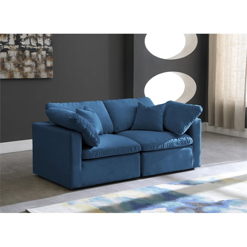 Meridian Furniture Plush Standard Navy Velvet Modular Sofa