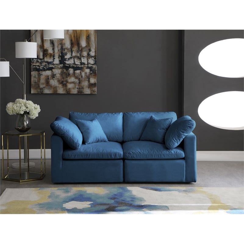 Meridian Furniture Plush Standard Navy Velvet Modular Sofa