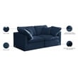 Meridian Furniture Plush Standard Navy Velvet Modular Sofa