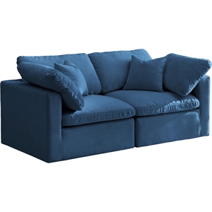 Meridian Furniture Plush Standard Navy Velvet Modular Sofa