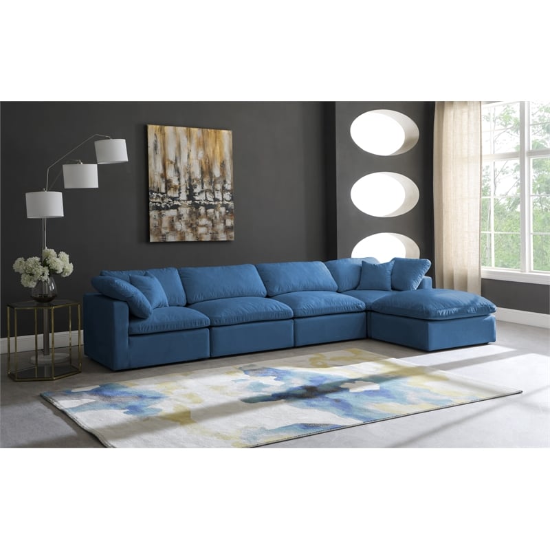 Meridian Furniture Plush Standard Navy Velvet Modular Sectional