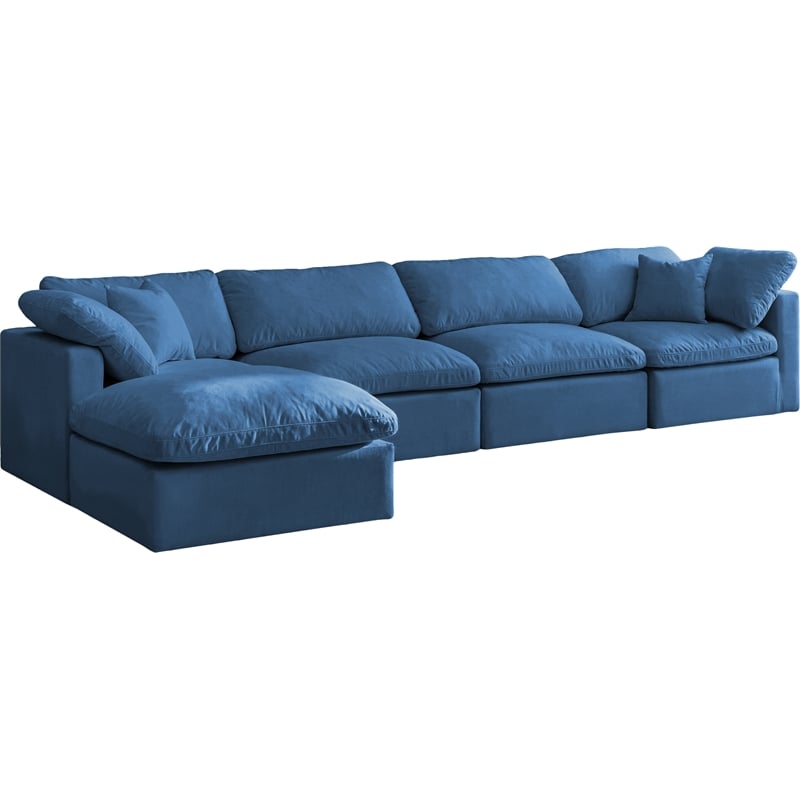 Meridian Furniture Plush Standard Navy Velvet Modular Sectional