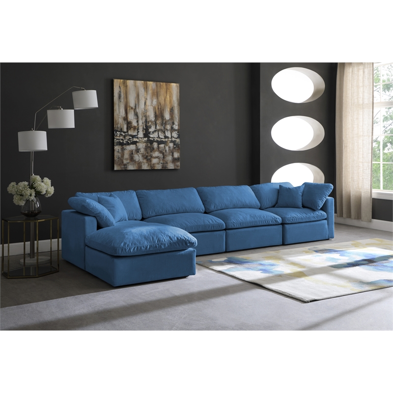 Meridian Furniture Plush Standard Navy Velvet Modular Sectional