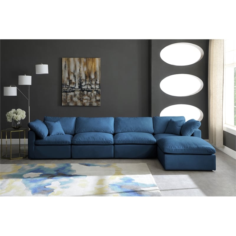 Meridian Furniture Plush Standard Navy Velvet Modular Sectional
