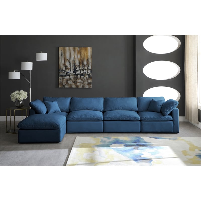 Meridian Furniture Plush Standard Navy Velvet Modular Sectional