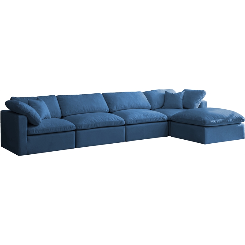 Meridian Furniture Plush Standard Navy Velvet Modular Sectional