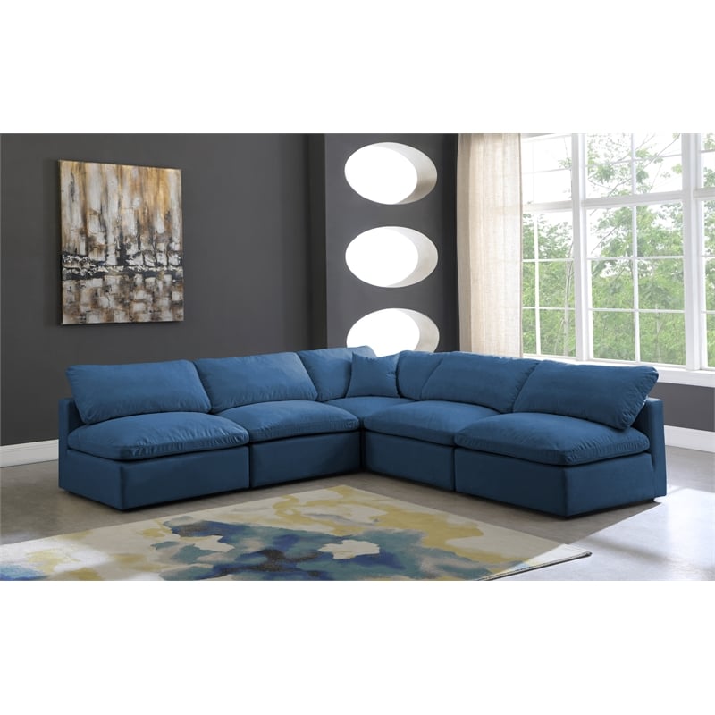 Meridian Furniture Plush Standard Navy Velvet Modular Sectional