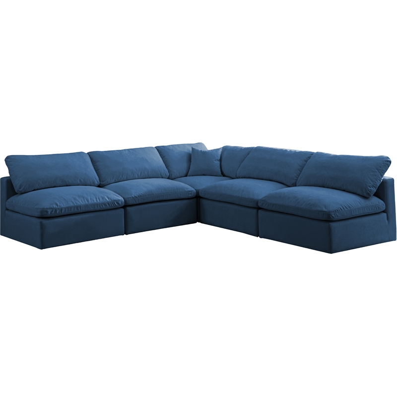 Meridian Furniture Plush Standard Navy Velvet Modular Sectional