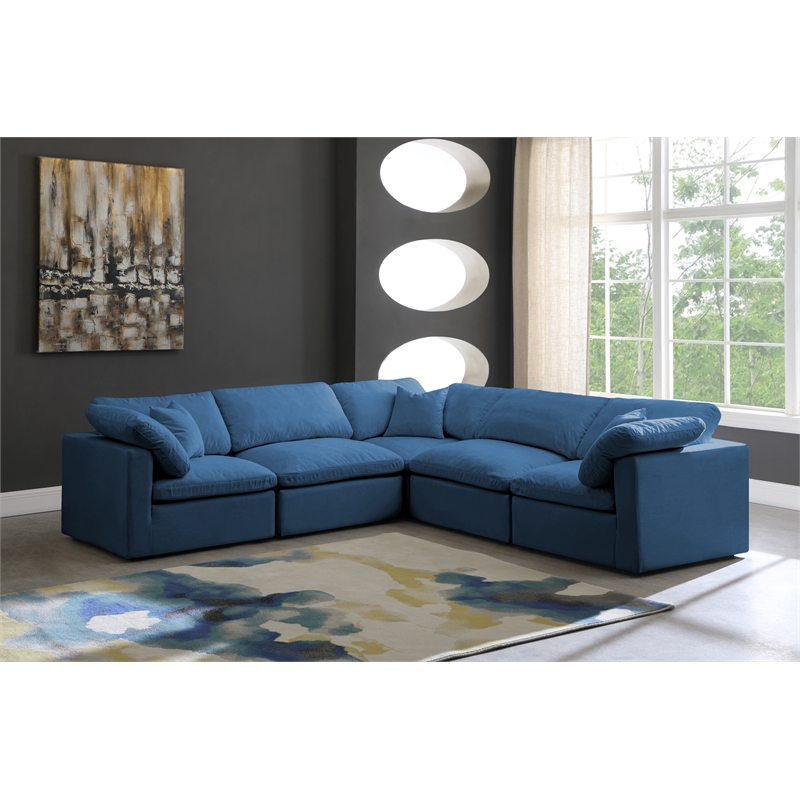 Meridian Furniture Plush Standard Navy Velvet Modular Sectional