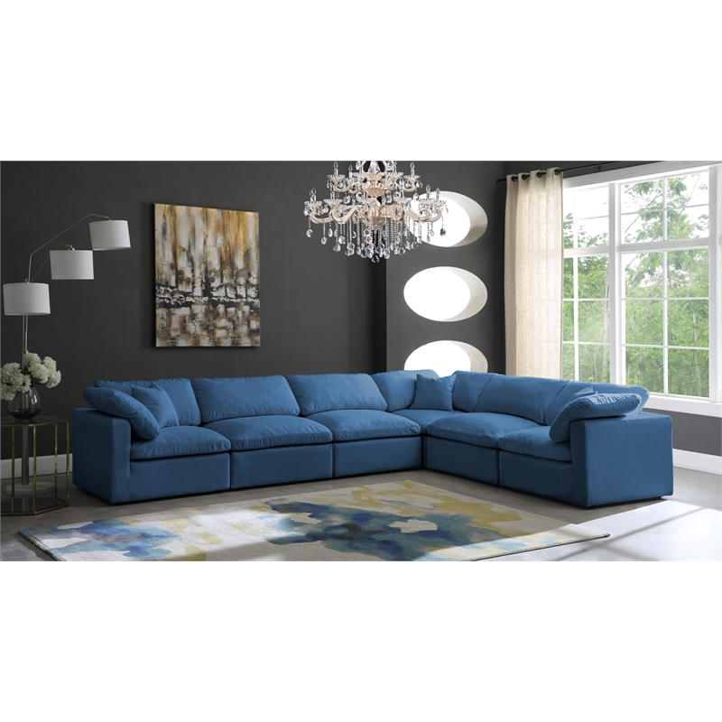 Meridian Furniture Plush Standard Navy Velvet Modular Sectional