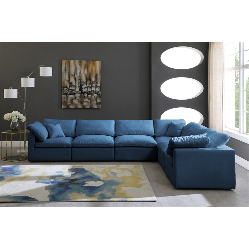 Meridian Furniture Plush Standard Navy Velvet Modular Sectional