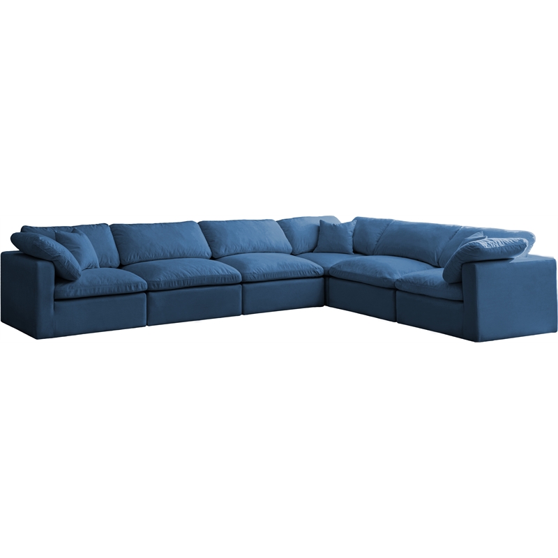 Meridian Furniture Plush Standard Navy Velvet Modular Sectional