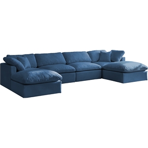 Meridian Furniture Plush Standard Navy Velvet Modular Sectional