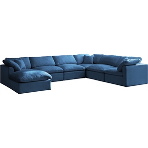 Meridian Furniture Plush Standard Navy Velvet Modular Sectional