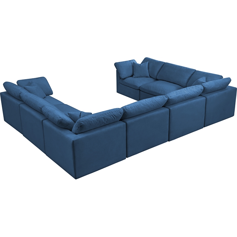 Meridian Furniture Plush Standard Navy Velvet Modular Sectional
