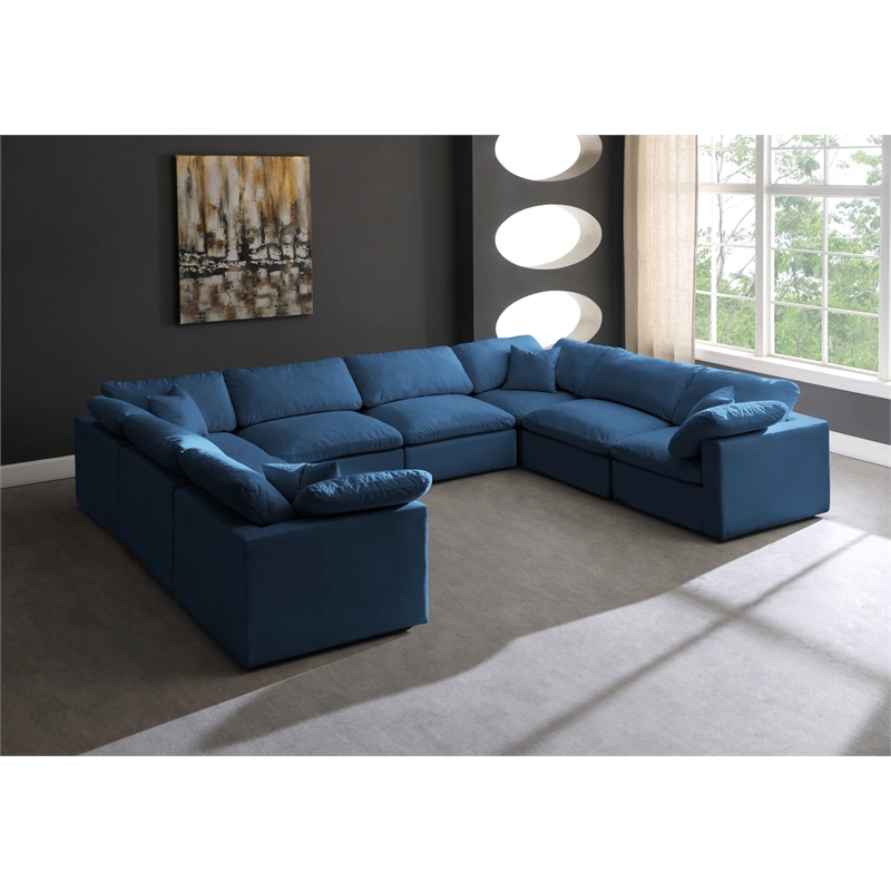 Meridian Furniture Plush Standard Navy Velvet Modular Sectional