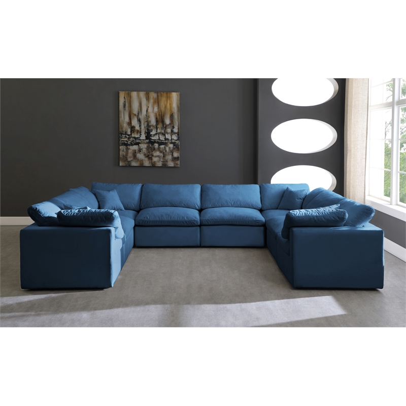 Meridian Furniture Plush Standard Navy Velvet Modular Sectional