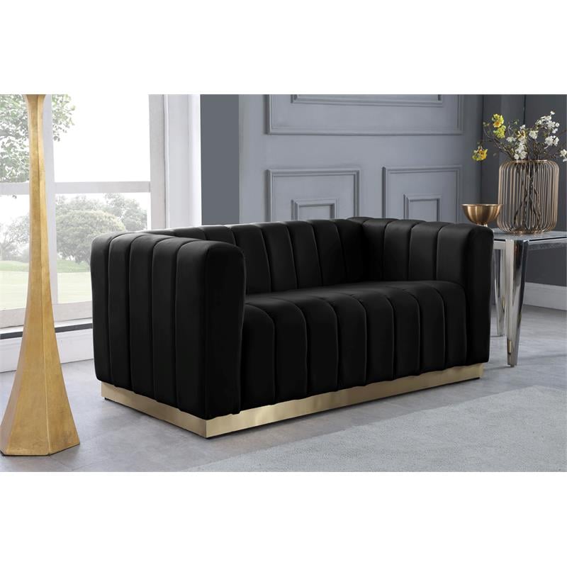 Meridian Furniture Marlon Black Velvet Loveseat