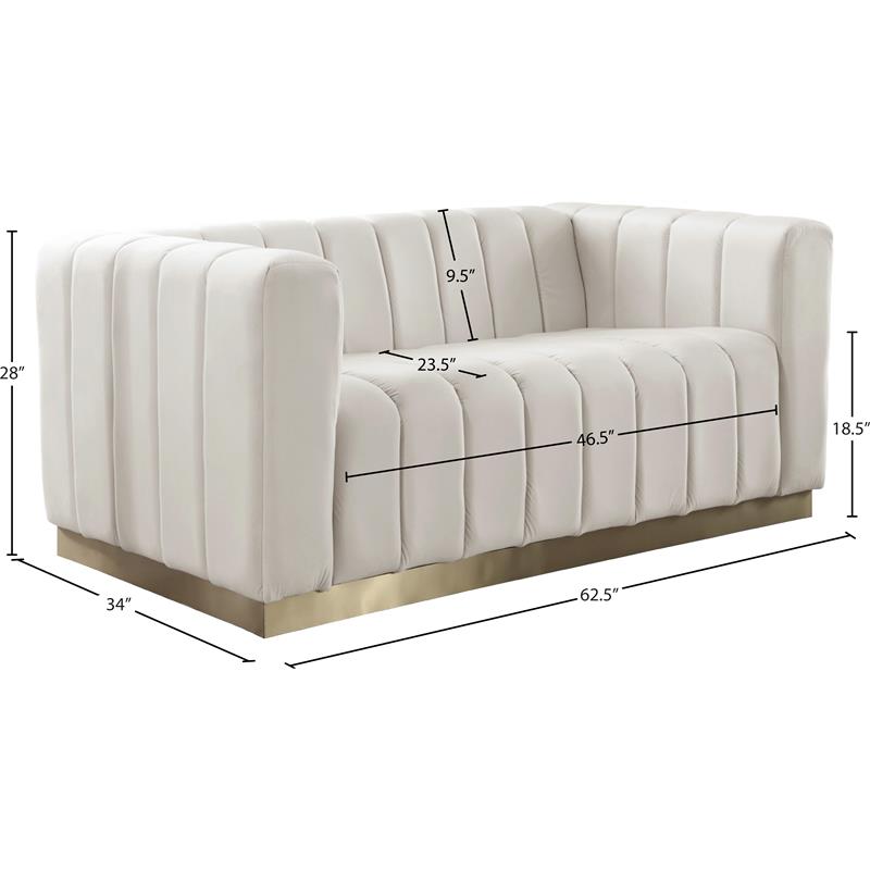 Meridian Furniture Marlon Cream Velvet Loveseat