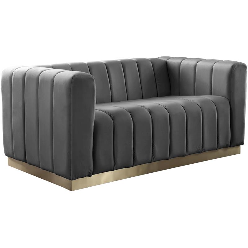 Meridian Furniture Marlon Gray Velvet Loveseat