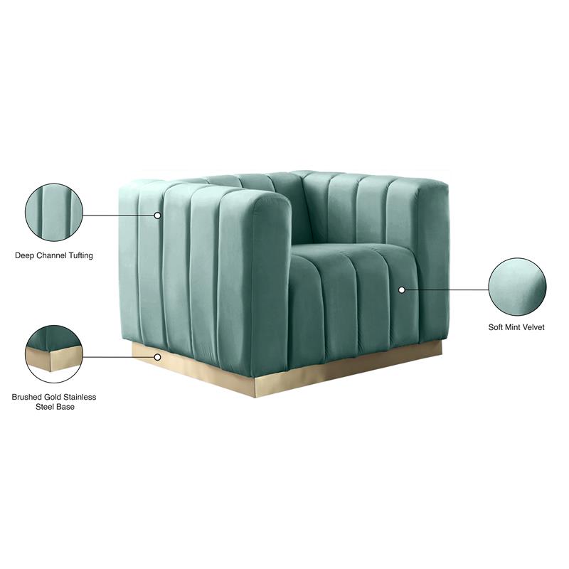 Meridian Furniture Marlon Mint Velvet Chair