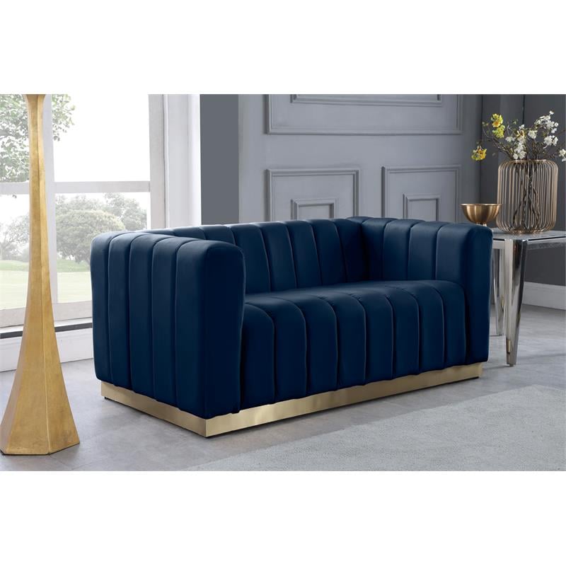 Meridian Furniture Marlon Navy Velvet Loveseat
