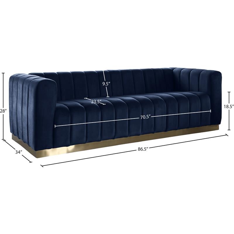 Meridian Furniture Marlon Navy Velvet Sofa