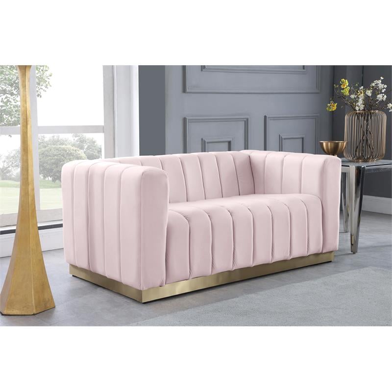 Meridian Furniture Marlon Pink Velvet Loveseat