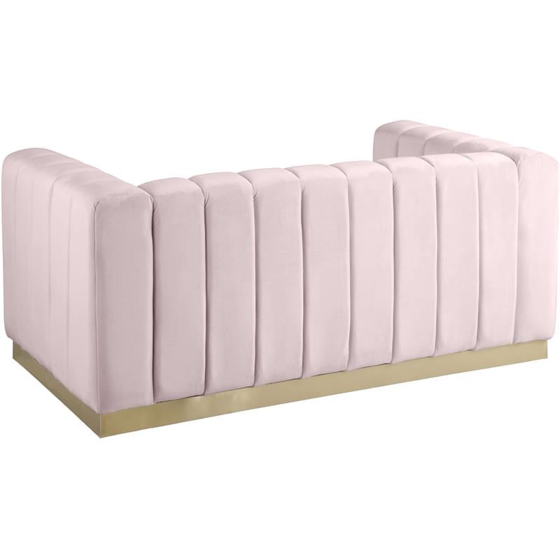 Meridian Furniture Marlon Pink Velvet Loveseat