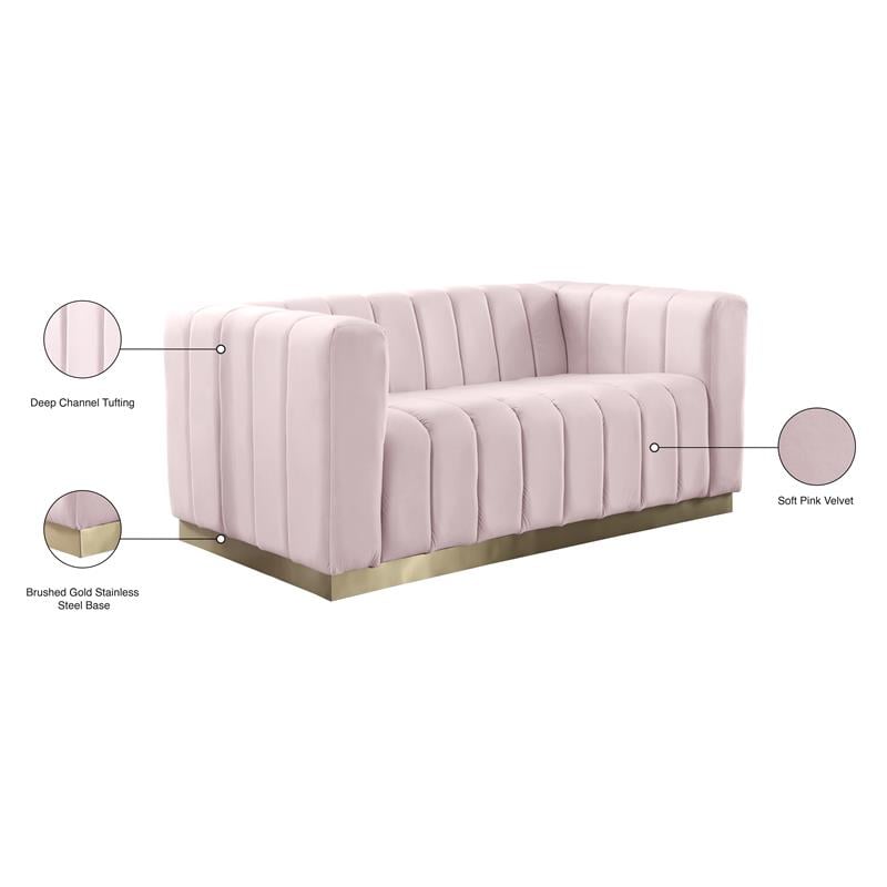 Meridian Furniture Marlon Pink Velvet Loveseat