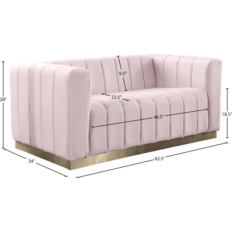 Meridian Furniture Marlon Pink Velvet Loveseat