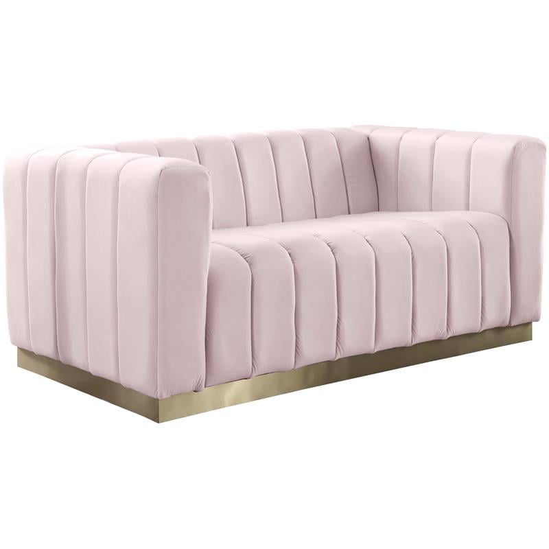 Meridian Furniture Marlon Pink Velvet Loveseat