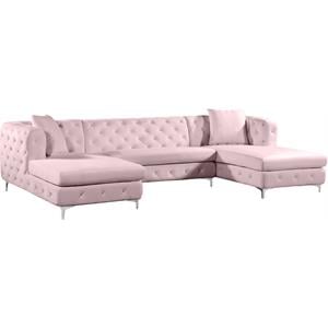 Meridian Furniture Gail 3pc Velvet Sectional in Pink