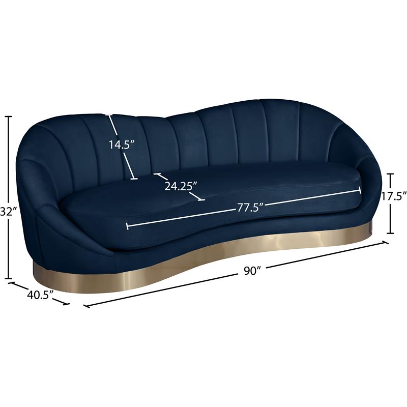 Meridian Furniture Shelly Navy Velvet Sofa