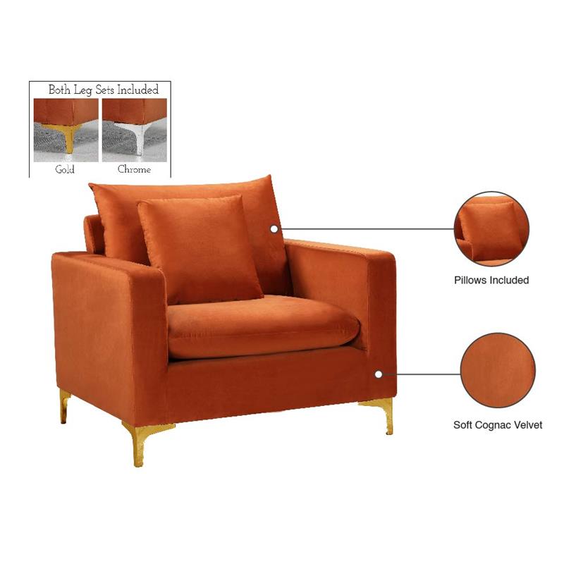 Meridian Furniture Naomi Cognac Velvet Chair