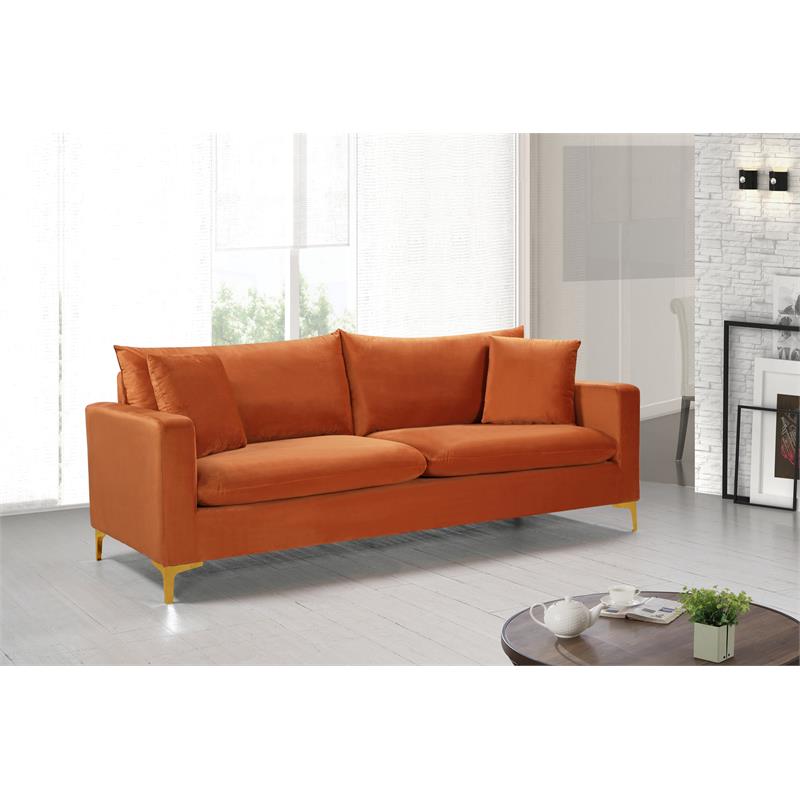 Meridian Furniture Naomi Cognac Velvet Sofa