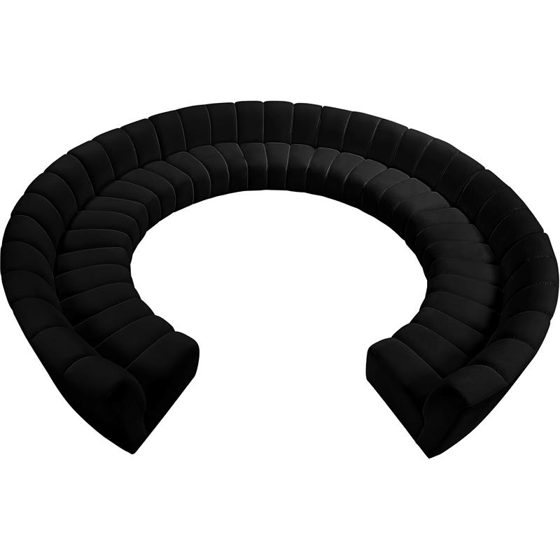 Meridian Furniture Infinity Black Velvet 11pc. Modular Sectional