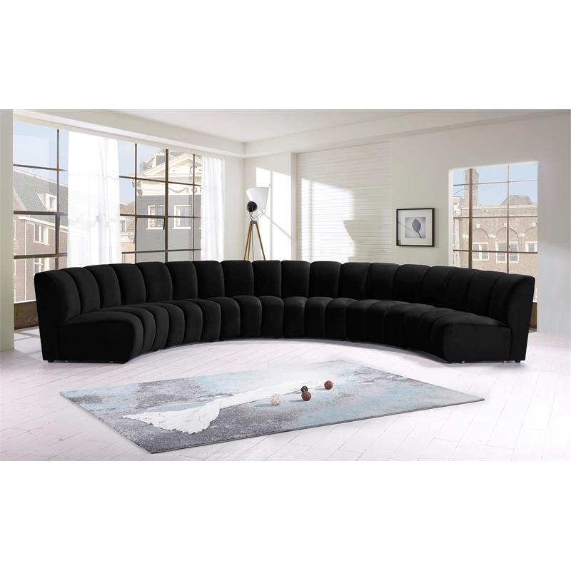 Meridian Furniture Infinity Black Velvet 6pc. Modular Sectional