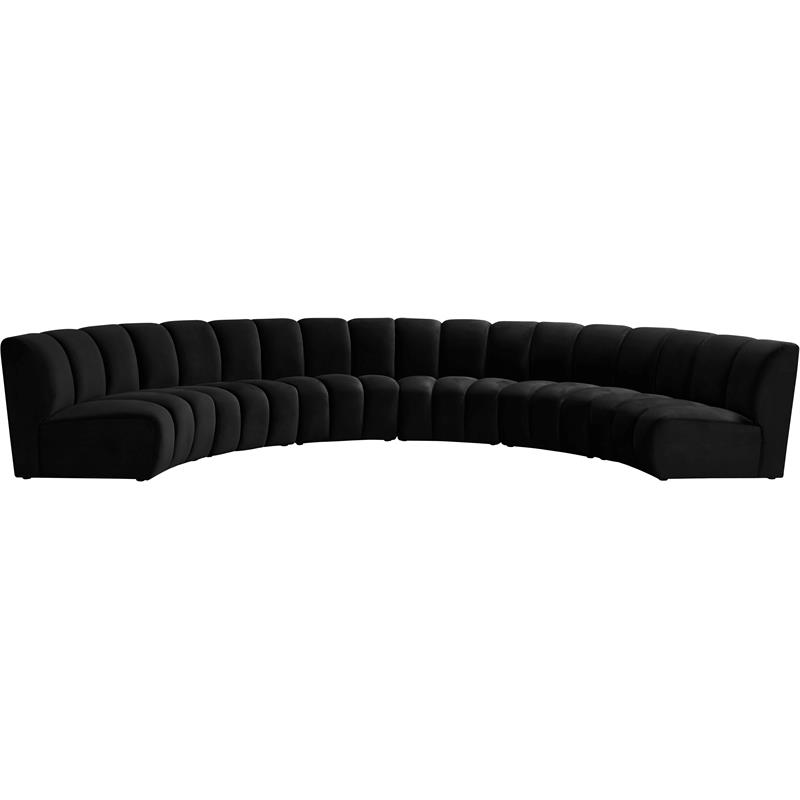Meridian Furniture Infinity Black Velvet 6pc. Modular Sectional